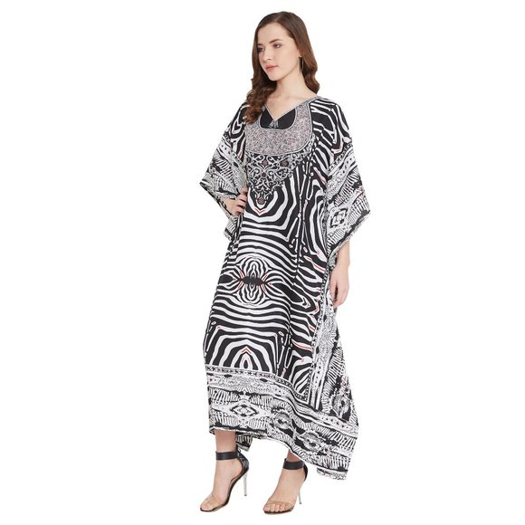 Women fashion Black Long Dress Kaftan Maxi Coverup - Picture 4 of 8